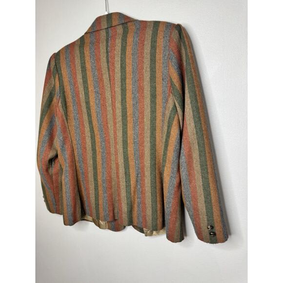 Vintage Coatree Wool Blazer Size Missing Herringbone Stripe Green Gray Brown - Picture 9 of 16
